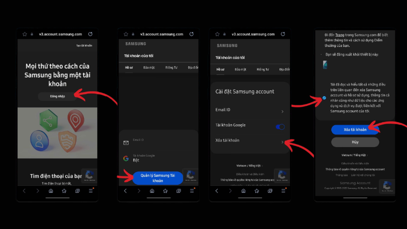 Xóa Vĩnh Viễn Tài Khoản Samsung trên web