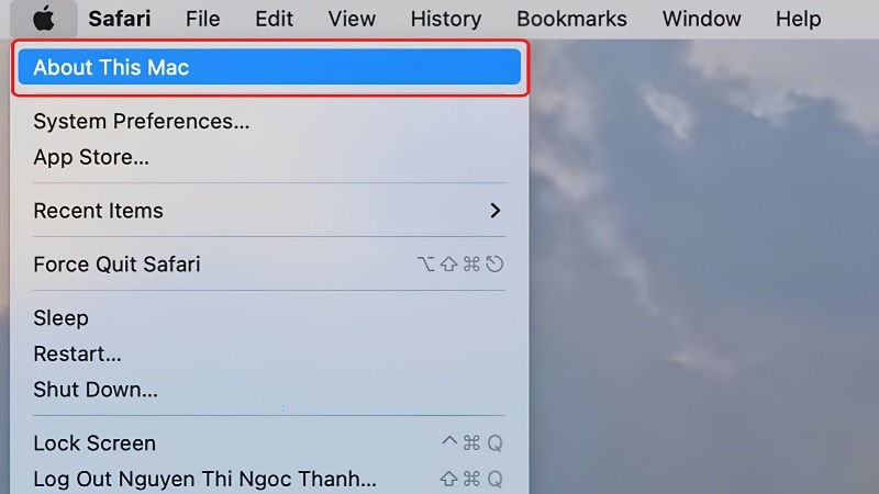 Chọn vào About This Mac