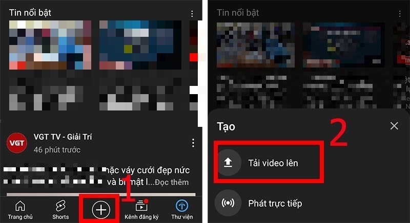 Chọn vào mục Tải video lên