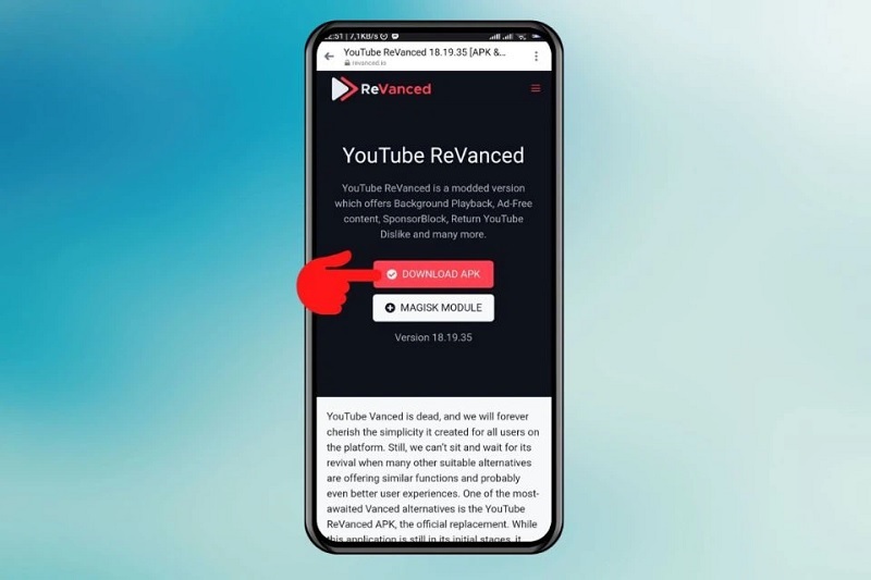Nhấn vào nút DOWNLOAD APK