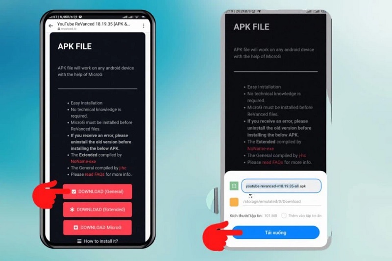 Chọn vào nút Tải xuống
