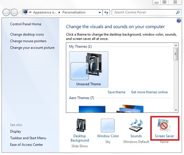 Cách khóa màn hình laptop, máy tính bằng tạo hình khóa Screen Saver trong Windows 7