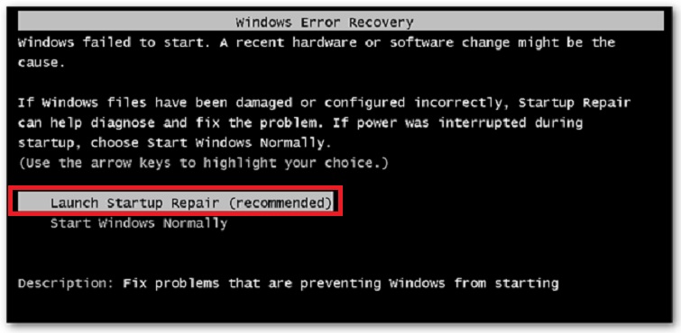 loi windows error recovery